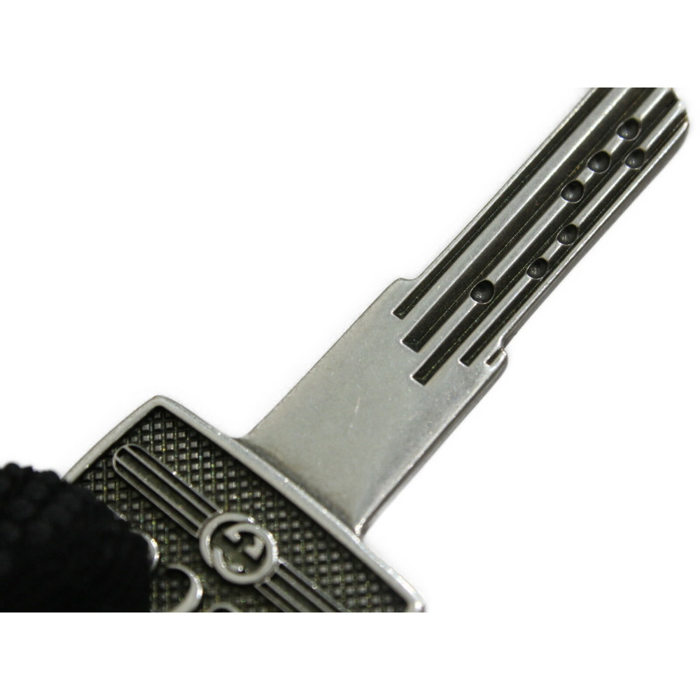 Gucci Key Motif Keychain Key Ring Silver Black View 5